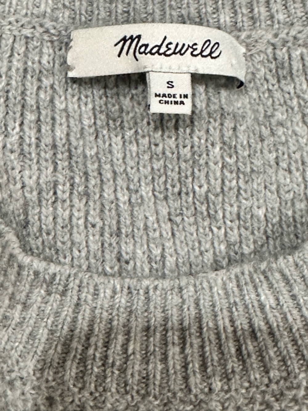 Madewell Heather Grey Puff Sleeve Textured Knit Sweater Top S Wool Blend - Picture 5 of 6